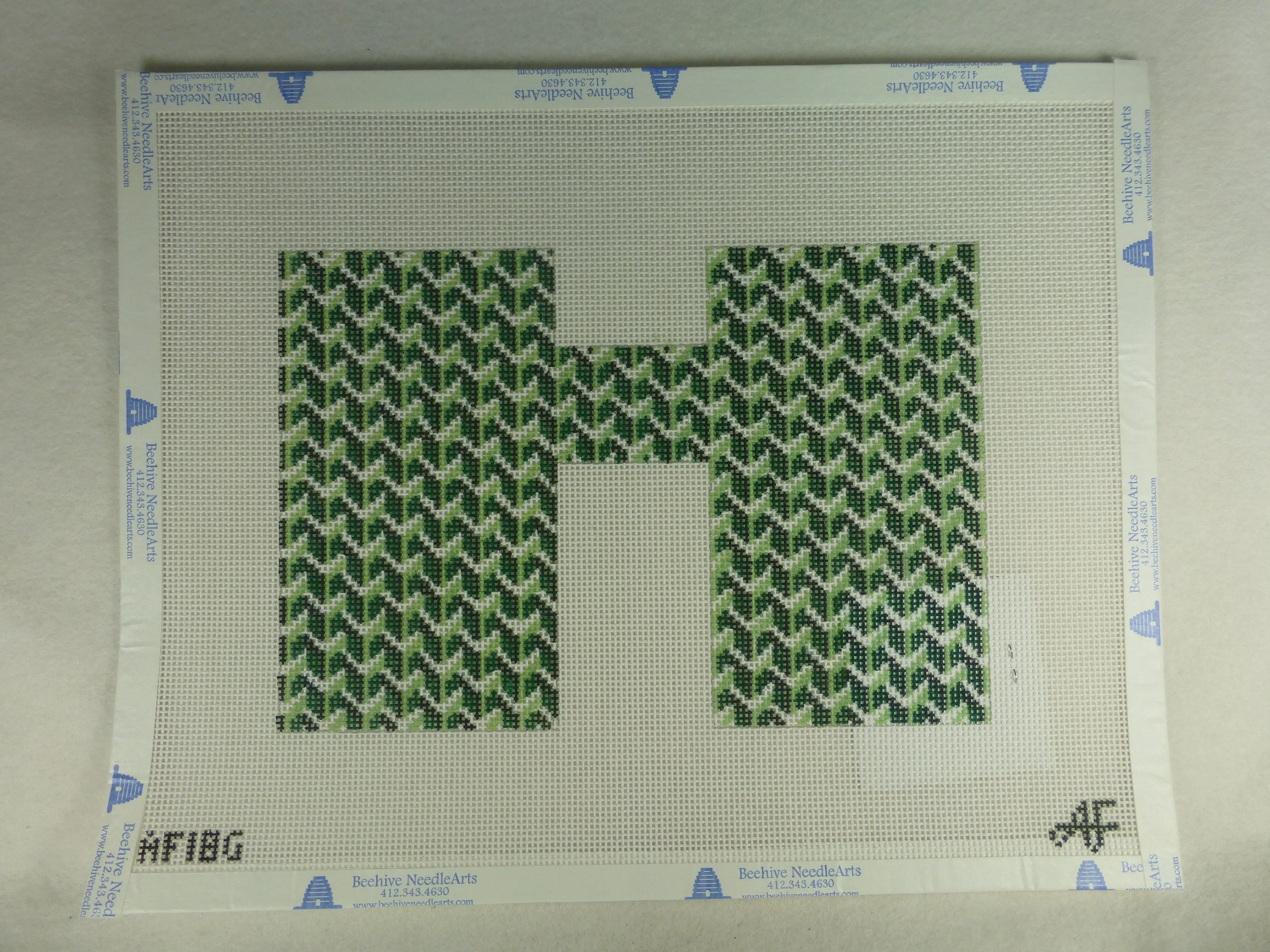 * Anne Fisher Needlepoint AF18G Pattern Clutch Front and Green