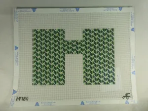 * Anne Fisher Needlepoint AF18G Pattern Clutch Front and Green