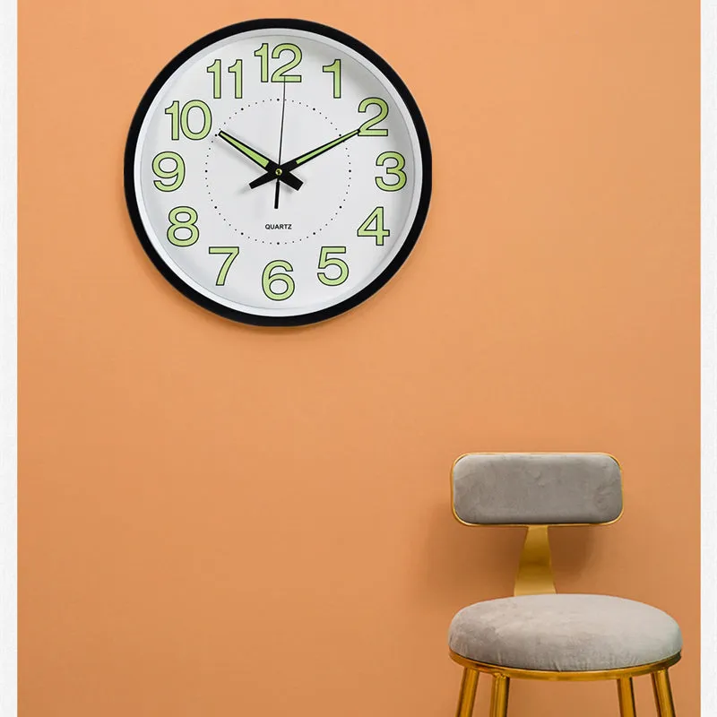 12 inch Luminous Minimalist Wall Clock Modern Design White Quartz Simple Glowing Hanging Clocks Bedroom Living Room Decoration