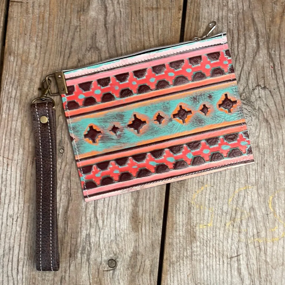 168 Make-up bag - Hot Pink Leopard w/ Western Sunset