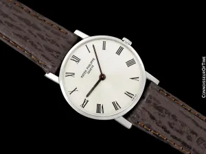 1965 Patek Philippe Vintage Mens Midsize "Ultra Thin" Wristwatch, Ref. 3470 - 18K White Gold