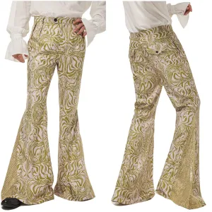 1970s Retro Vintage Disco Mid Waist Bell Bottom Super Flares Long Pants Printed Trousers Jazz Dance  Halloween Carnival Suit