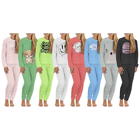 2-Piece Set: Women's Plush Popcorn Knit Top and Jogger Pants Pajama Set (Plus Size)