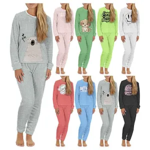 2-Piece Set: Women's Plush Popcorn Knit Top and Jogger Pants Pajama Set (Plus Size)