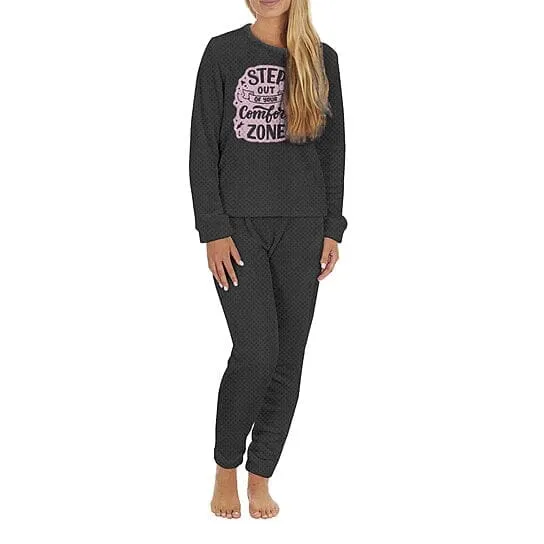 2-Piece Set: Women's Plush Popcorn Knit Top and Jogger Pants Pajama Set (Plus Size)