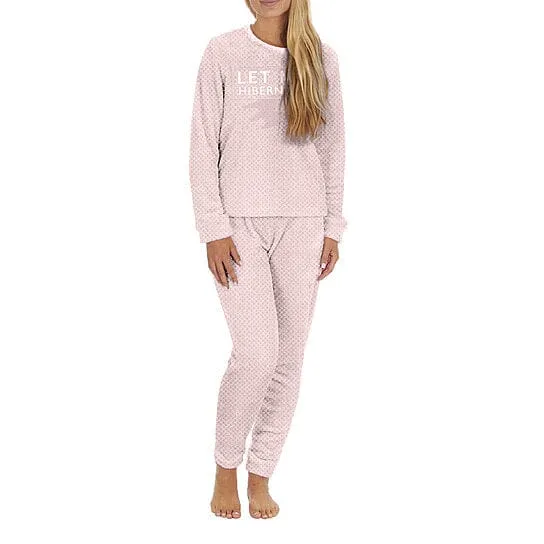 2-Piece Set: Women's Plush Popcorn Knit Top and Jogger Pants Pajama Set (Plus Size)