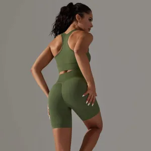 2 Pieces Sports Suit Women - Gym Sportswear, Sports Bra Fitness High Waist Shorts, Push Up Yoga Clothes Workout Set