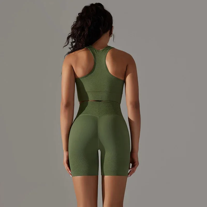 2 Pieces Sports Suit Women - Gym Sportswear, Sports Bra Fitness High Waist Shorts, Push Up Yoga Clothes Workout Set