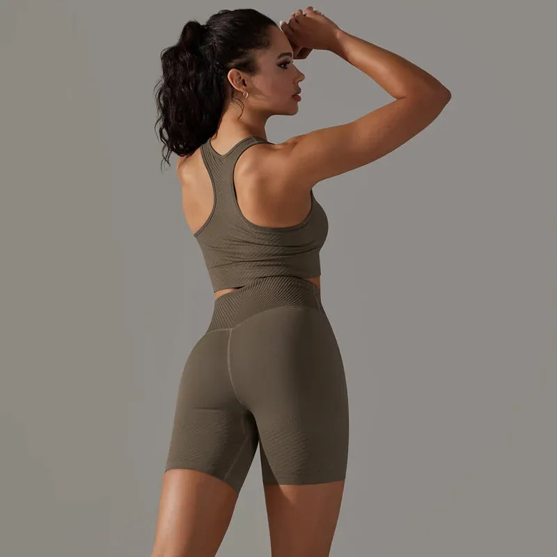 2 Pieces Sports Suit Women - Gym Sportswear, Sports Bra Fitness High Waist Shorts, Push Up Yoga Clothes Workout Set