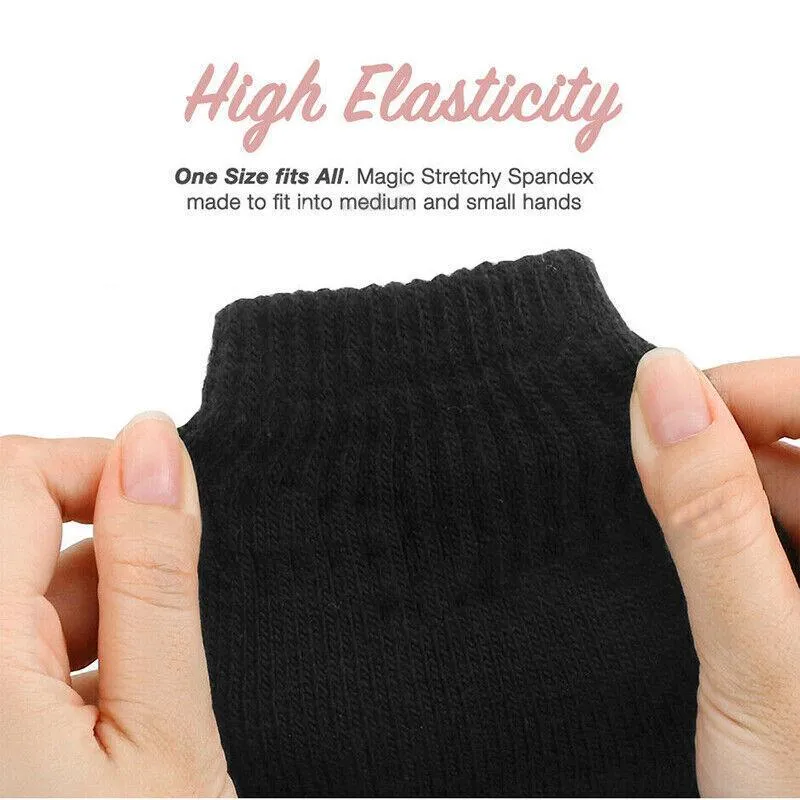 2Pairs Winter Fingerless Gloves Open Finger Black Soft Warm Knitted Glove Unisex Au