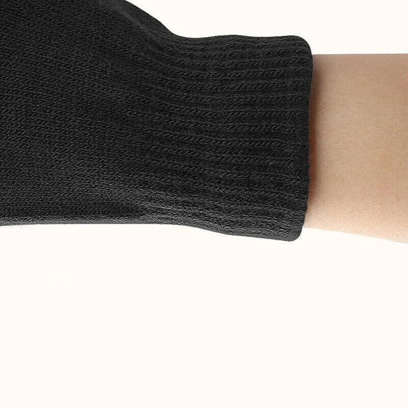 2Pairs Winter Fingerless Gloves Open Finger Black Soft Warm Knitted Glove Unisex Au