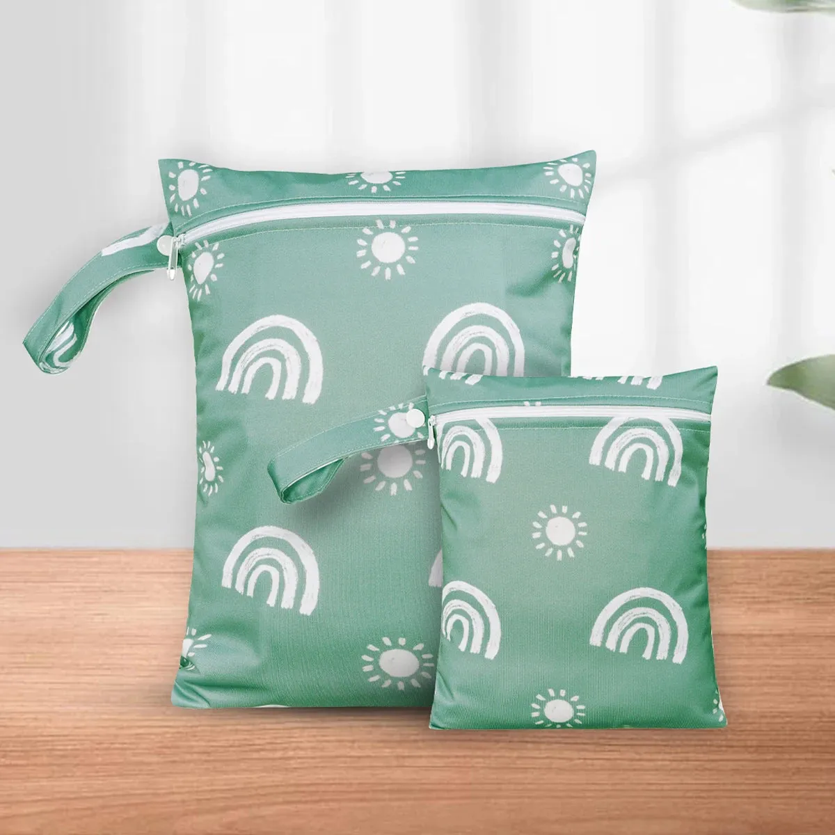 2pcs Cloth Diaper Wet Dry Bags – Waterproof Reusable Travel Bags for Baby, Beach, and Gym