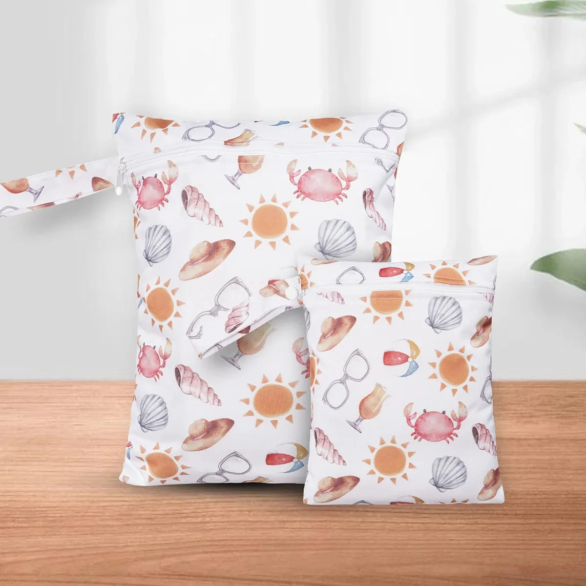 2pcs Cloth Diaper Wet Dry Bags – Waterproof Reusable Travel Bags for Baby, Beach, and Gym