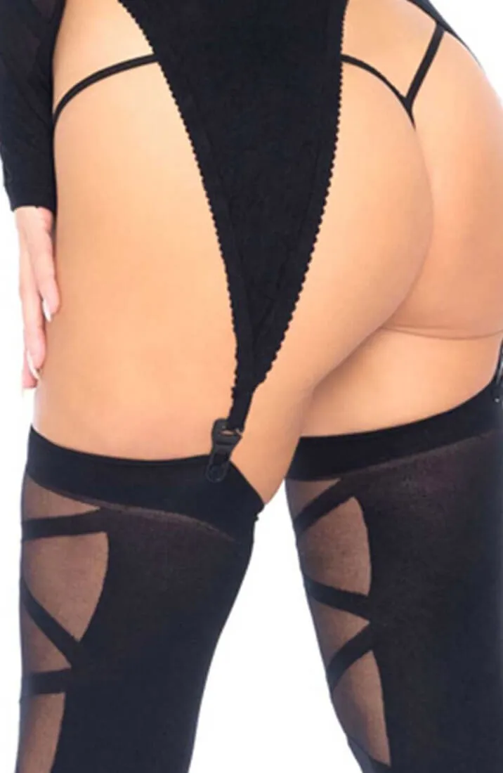 3 Pc opaque x sheer faux lace-up set - Oh Snap!