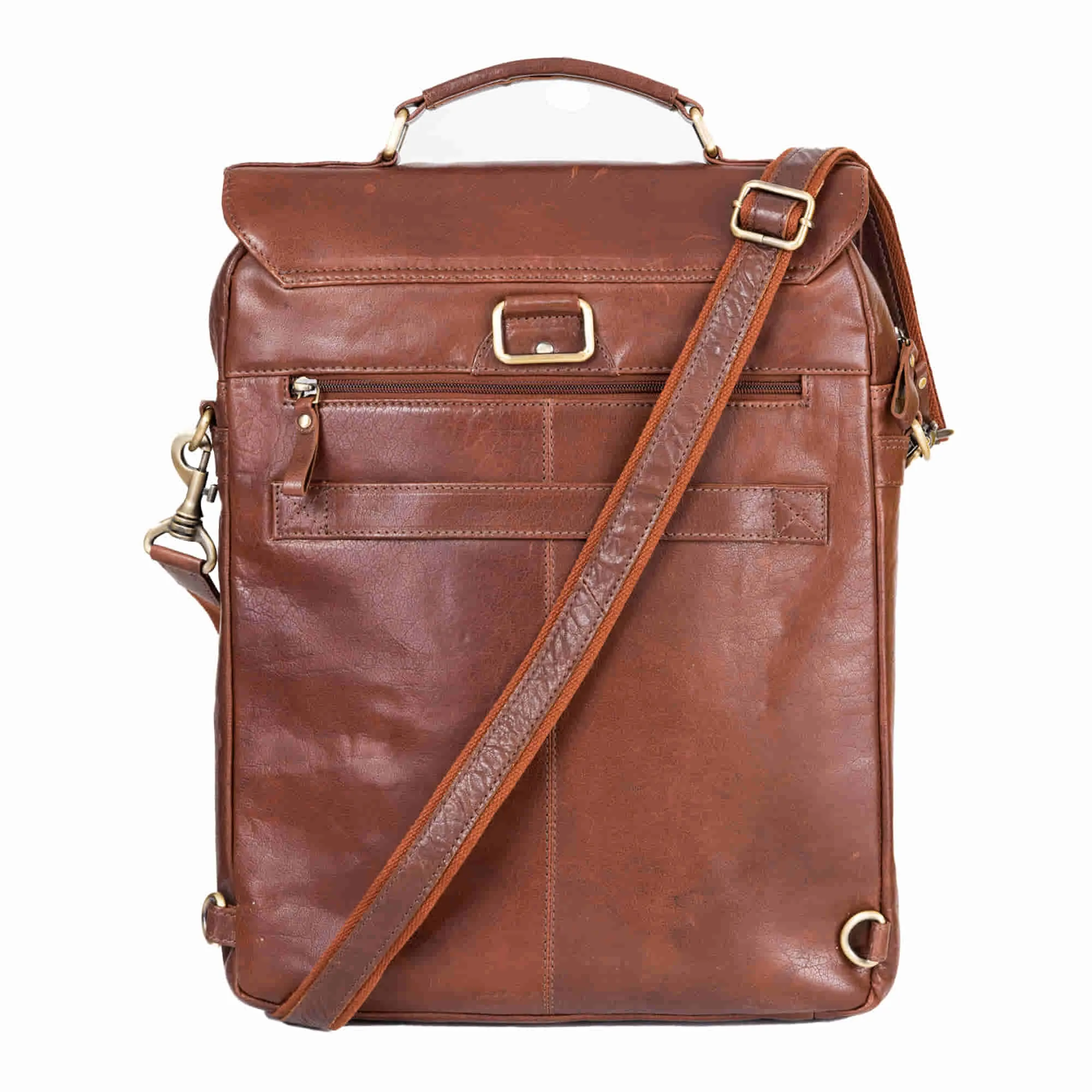 392600 Cross Body Messenger & Backpack in Full Grain Dark Brown Vintage Leather | Style n Craft