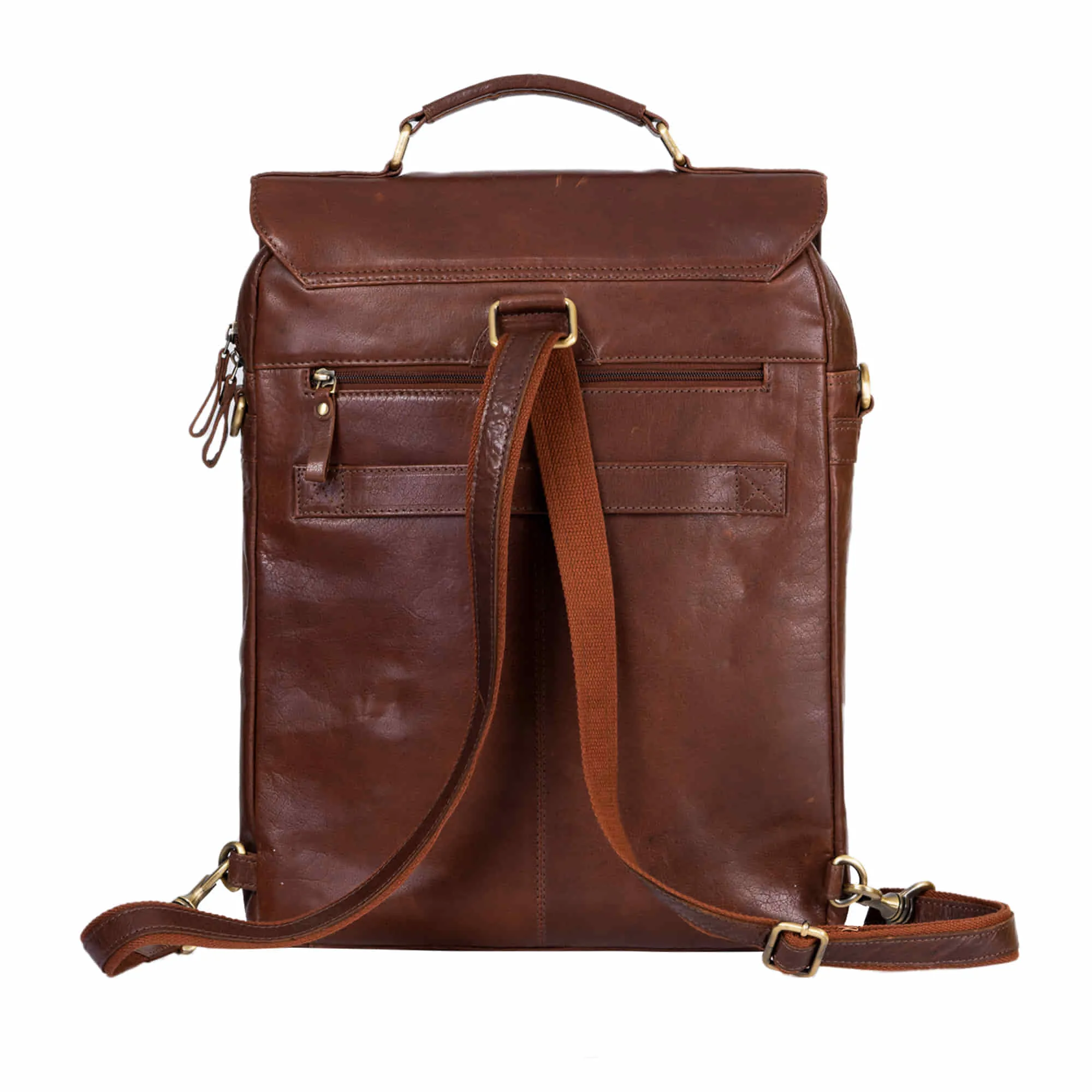 392600 Cross Body Messenger & Backpack in Full Grain Dark Brown Vintage Leather | Style n Craft