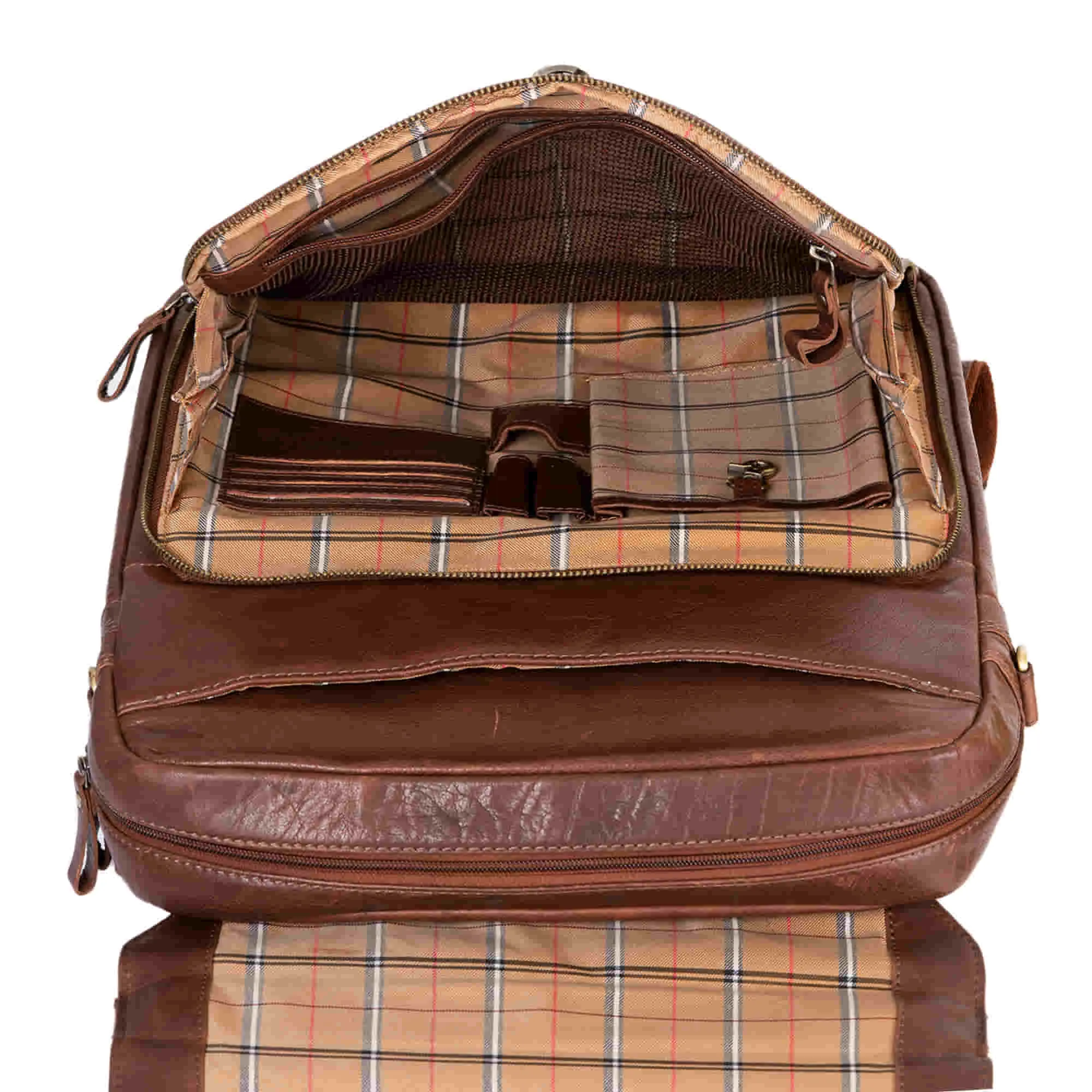 392600 Cross Body Messenger & Backpack in Full Grain Dark Brown Vintage Leather | Style n Craft