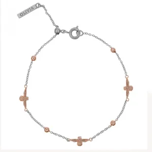 3D Bee and Ball Silver and Rose Gold Chain Bracelet