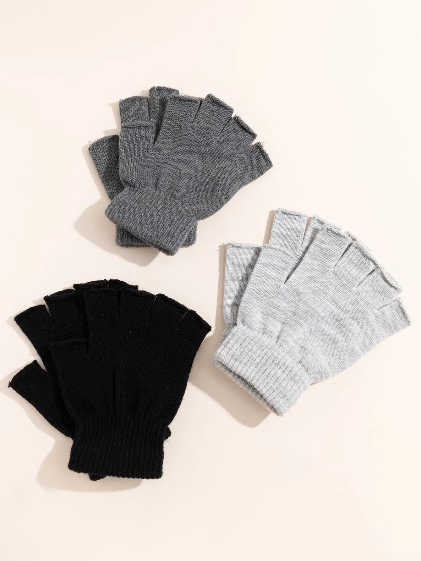 3pairs Fingerless Gloves - Multicolor- FD ⚡