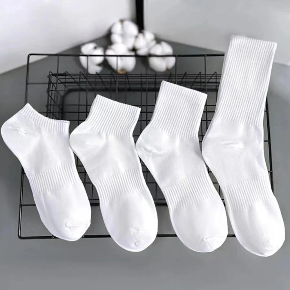 4 Pairs Solid Color Sports Ankle Socks - Soft Breathable, Men's Women's Summer Autumn Business Socks