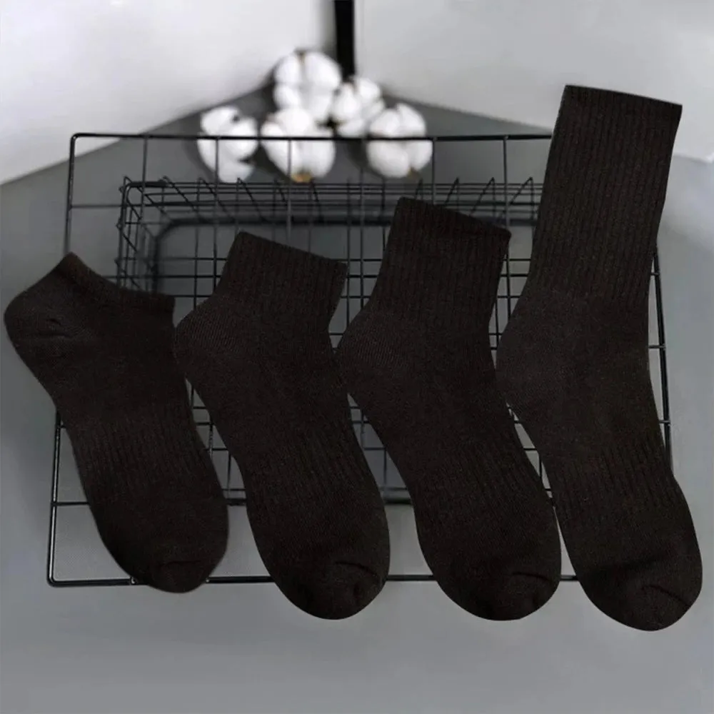 4 Pairs Solid Color Sports Ankle Socks - Soft Breathable, Men's Women's Summer Autumn Business Socks