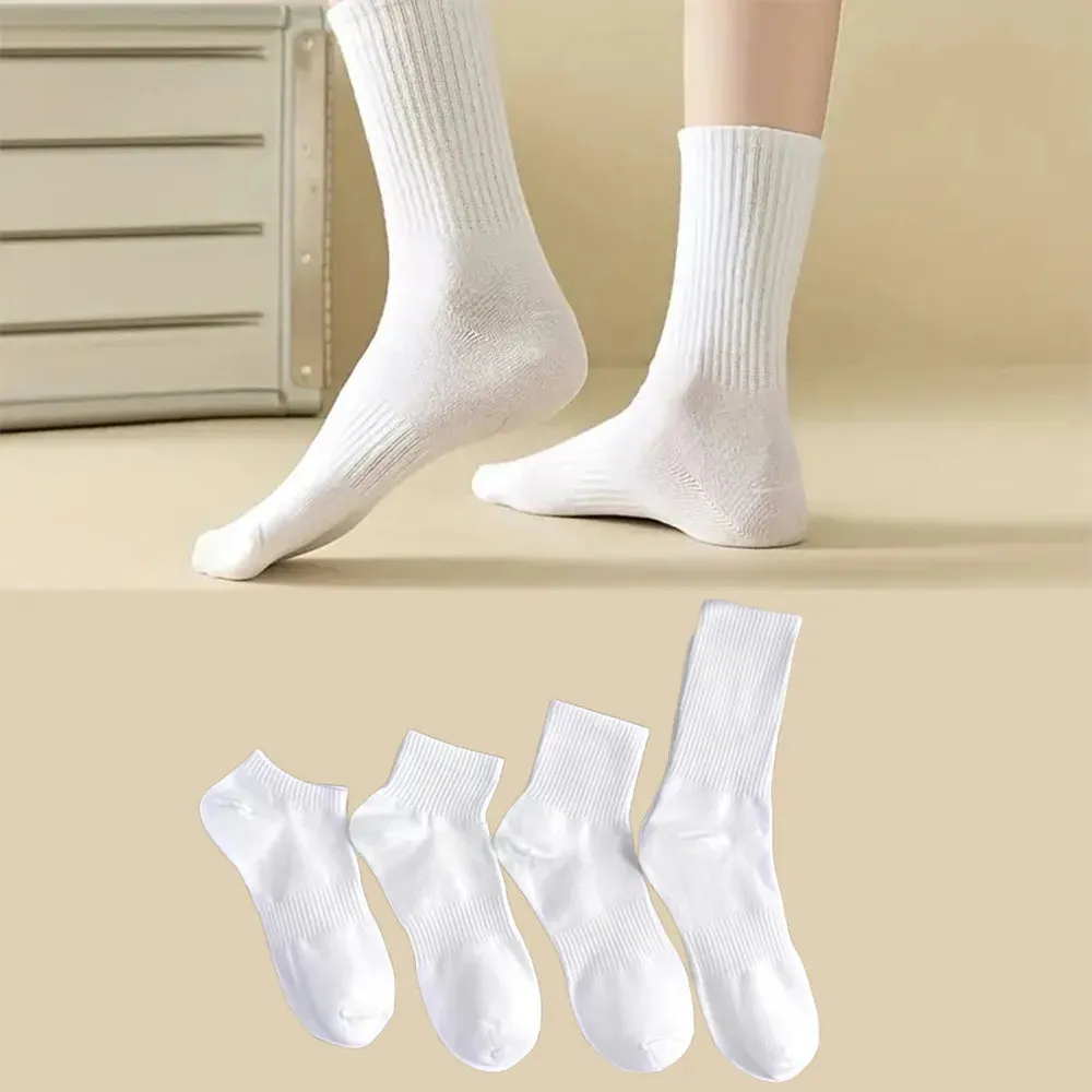 4 Pairs Solid Color Sports Ankle Socks - Soft Breathable, Men's Women's Summer Autumn Business Socks