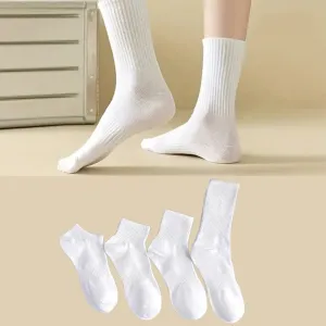 4 Pairs Solid Color Sports Ankle Socks - Soft Breathable, Men's Women's Summer Autumn Business Socks