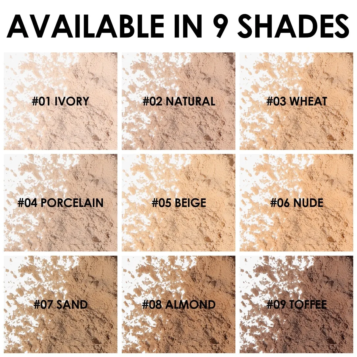 9-Color Waterproof Loose Powder - Long-Lasting and Oil-Control Makeup