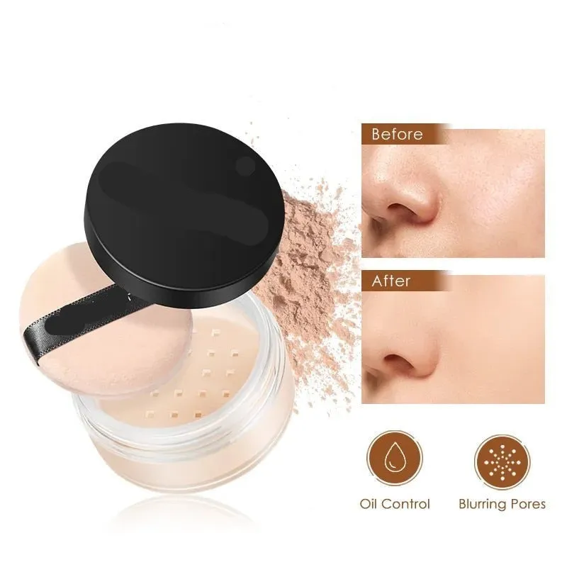 9-Color Waterproof Loose Powder - Long-Lasting and Oil-Control Makeup