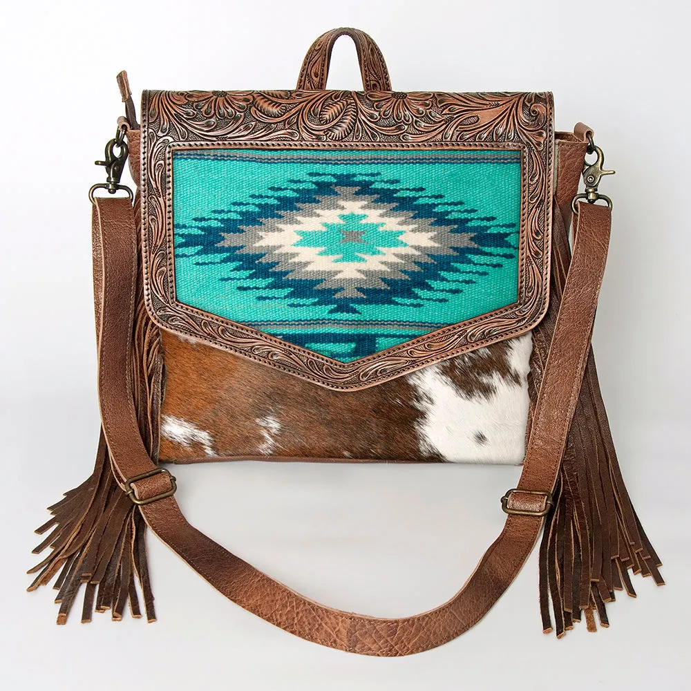 ADBG852D American Darling Hand Tooled Saddle Blanket Hair On Genuine Leather Women Bag Western Handbag Purse