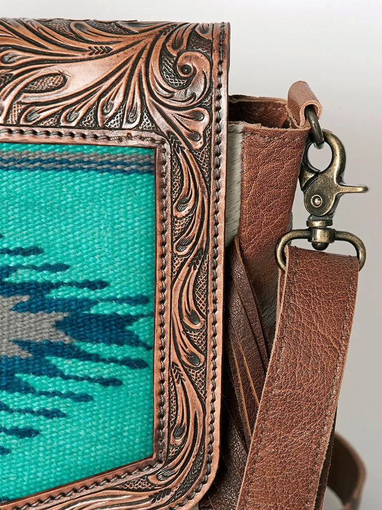 ADBG852D American Darling Hand Tooled Saddle Blanket Hair On Genuine Leather Women Bag Western Handbag Purse