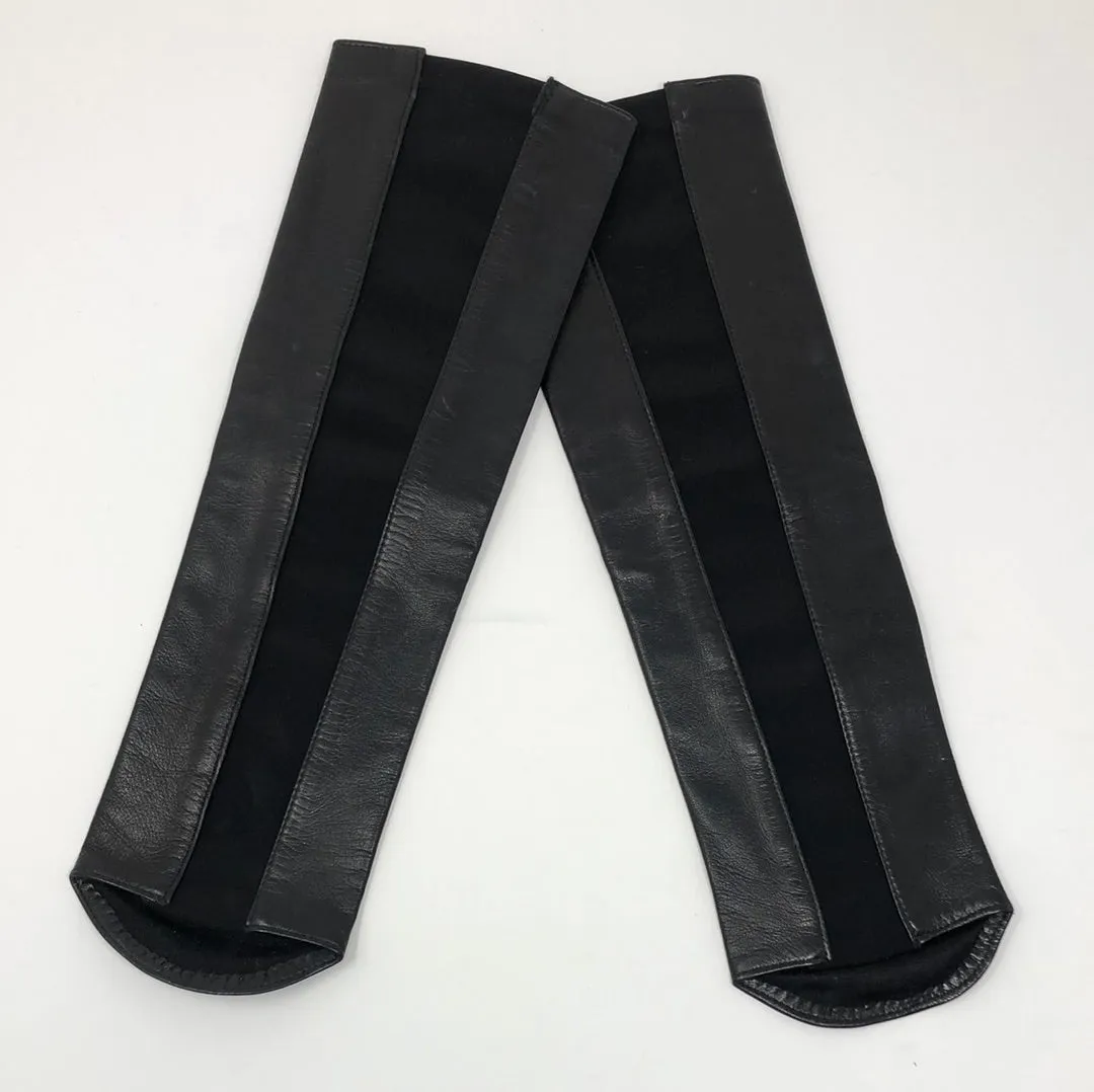 AGNELLE ATELIER Black Leather Fingerless Sleeve Gloves