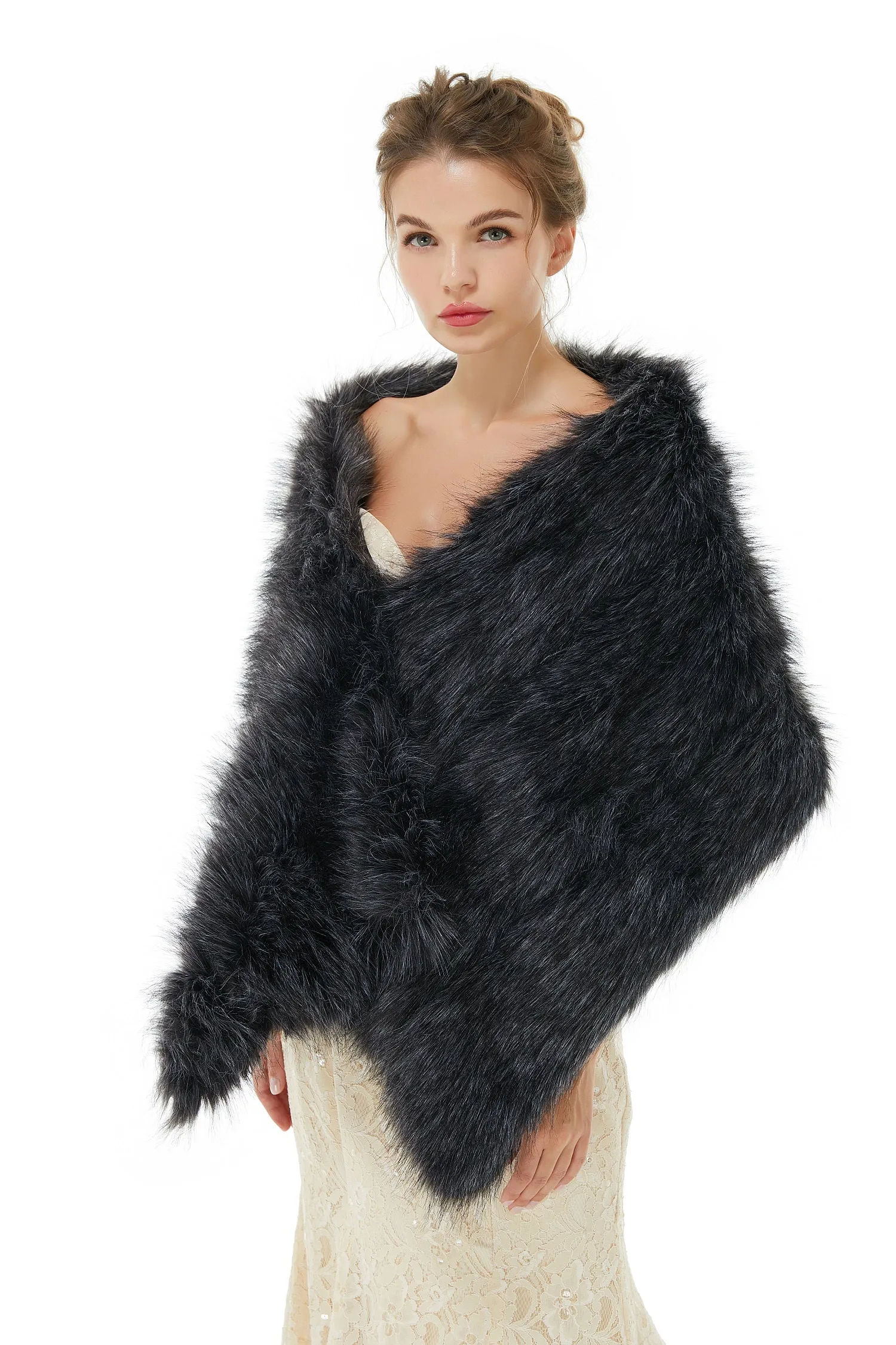Alice- Winter Faux Fur Wedding Wrap