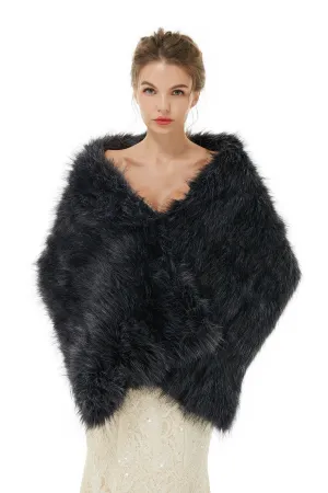 Alice- Winter Faux Fur Wedding Wrap