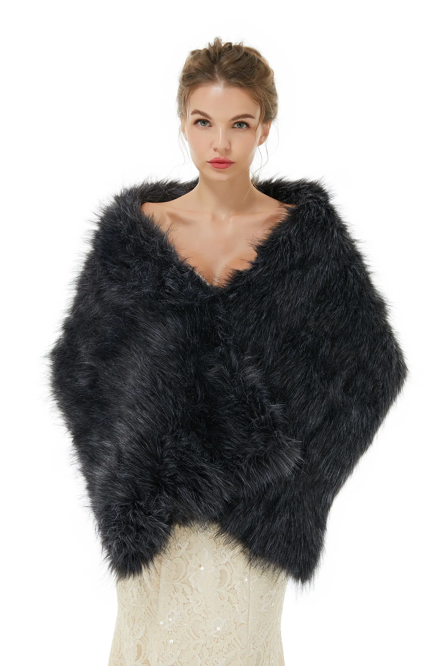 Alice- Winter Faux Fur Wedding Wrap