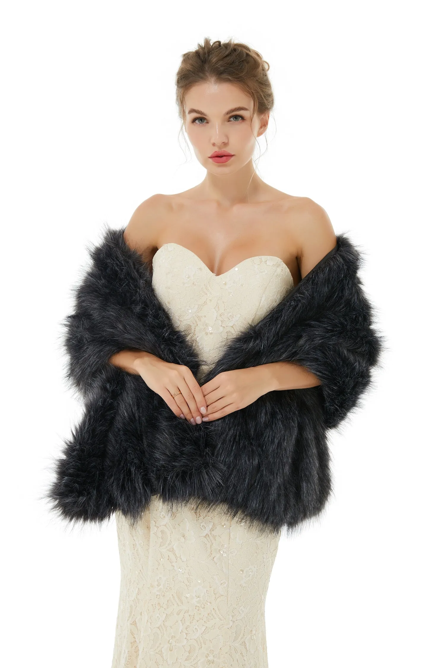 Alice- Winter Faux Fur Wedding Wrap