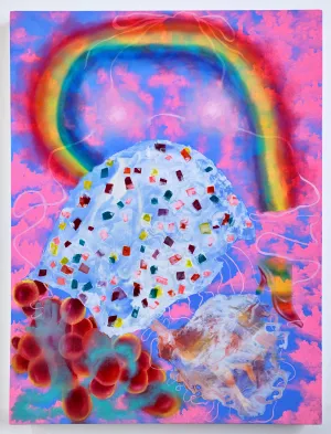 Alyssa Klauer, "The Messenger, Fractured, Encased in Cathedral Jello Geode, Bound by Bikini Ties"