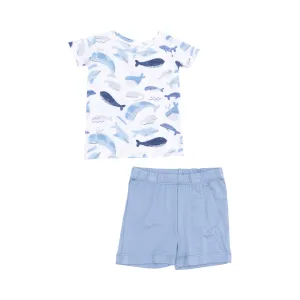 Angel Dear Loungewear Short Set - Blue Whales