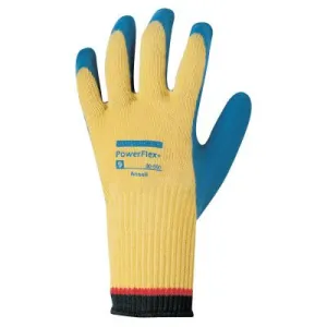 Ansell PowerFlex Plus Gloves, Size 8, Yellow/Blue, 80-600-8
