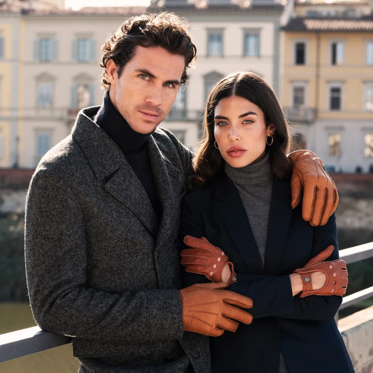 Antonio (brown) - Italian peccary leather gloves with cashmere lining