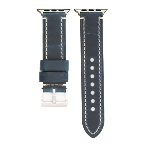 Apple Band - Leather Border Stitch - Blue Jeans