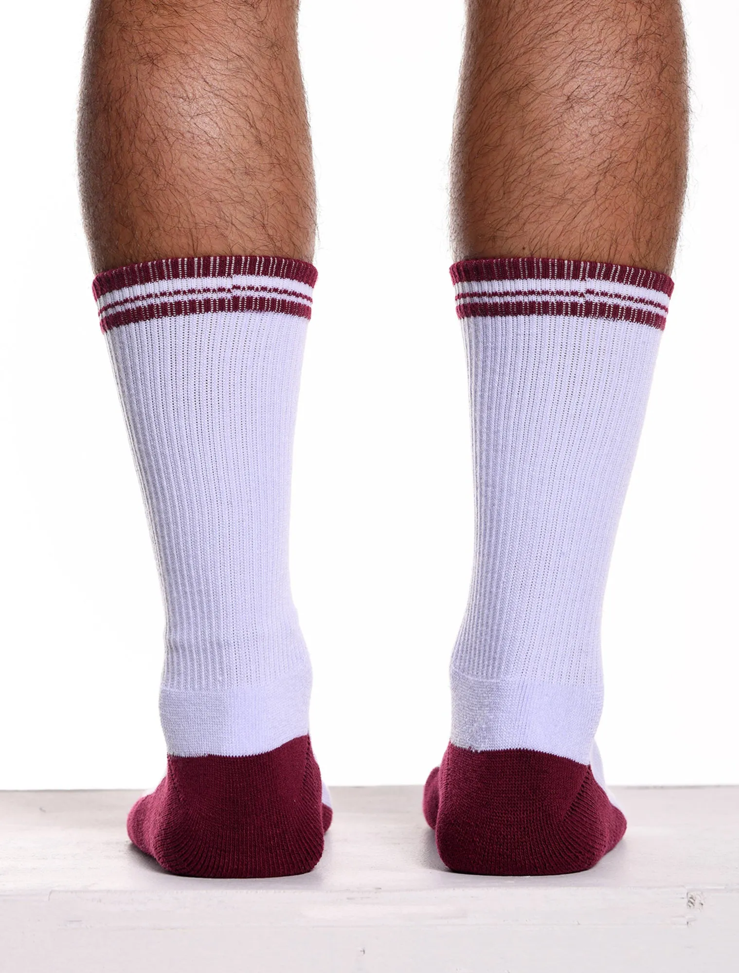 Arctic White & Burgundy - Lux Sports Socks
