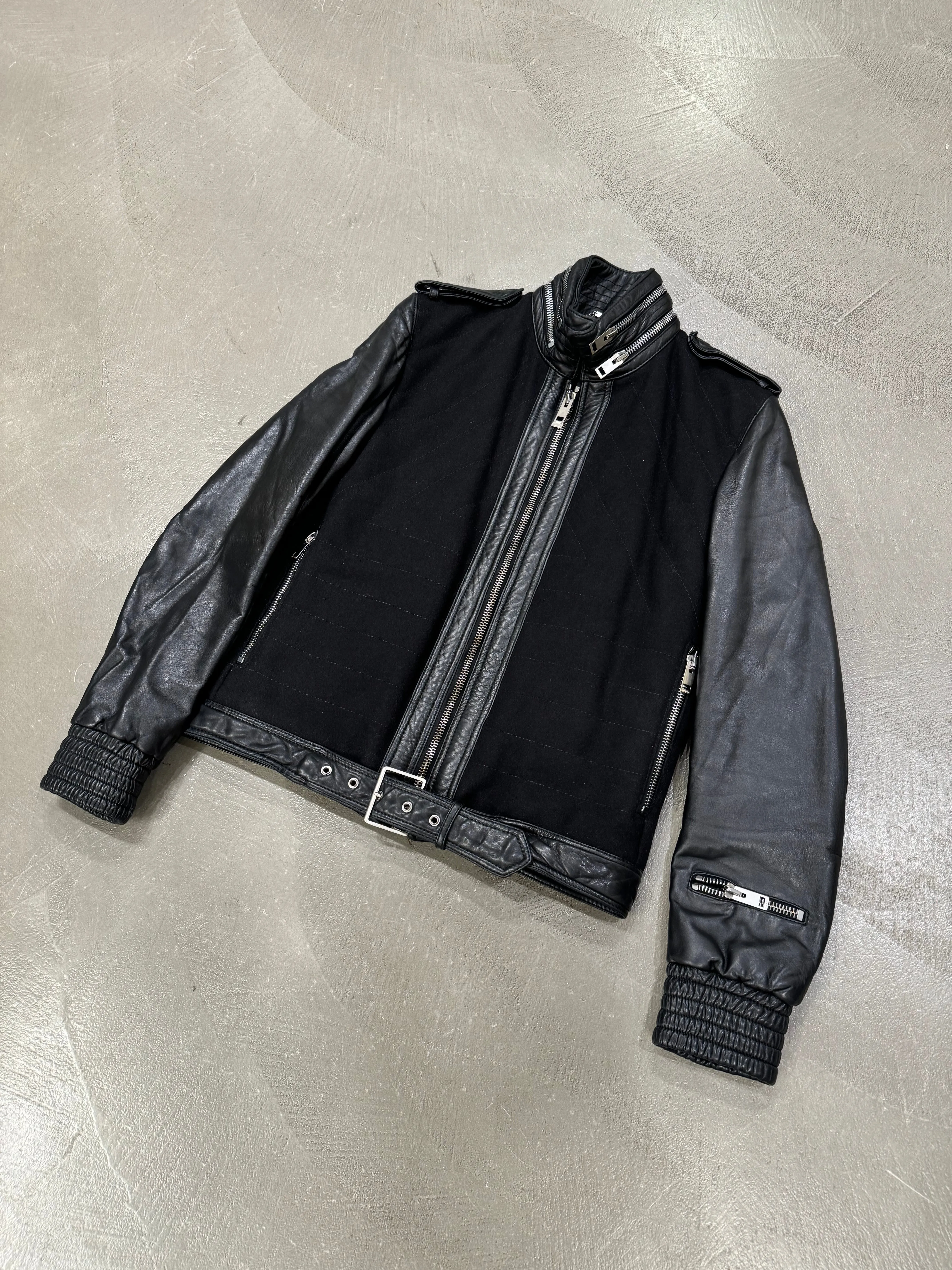 A/W2004 Dior Homme by Hedi Slimane VOTC biker leather jacket with gloves