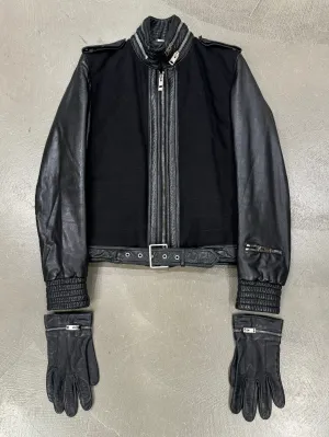 A/W2004 Dior Homme by Hedi Slimane VOTC biker leather jacket with gloves