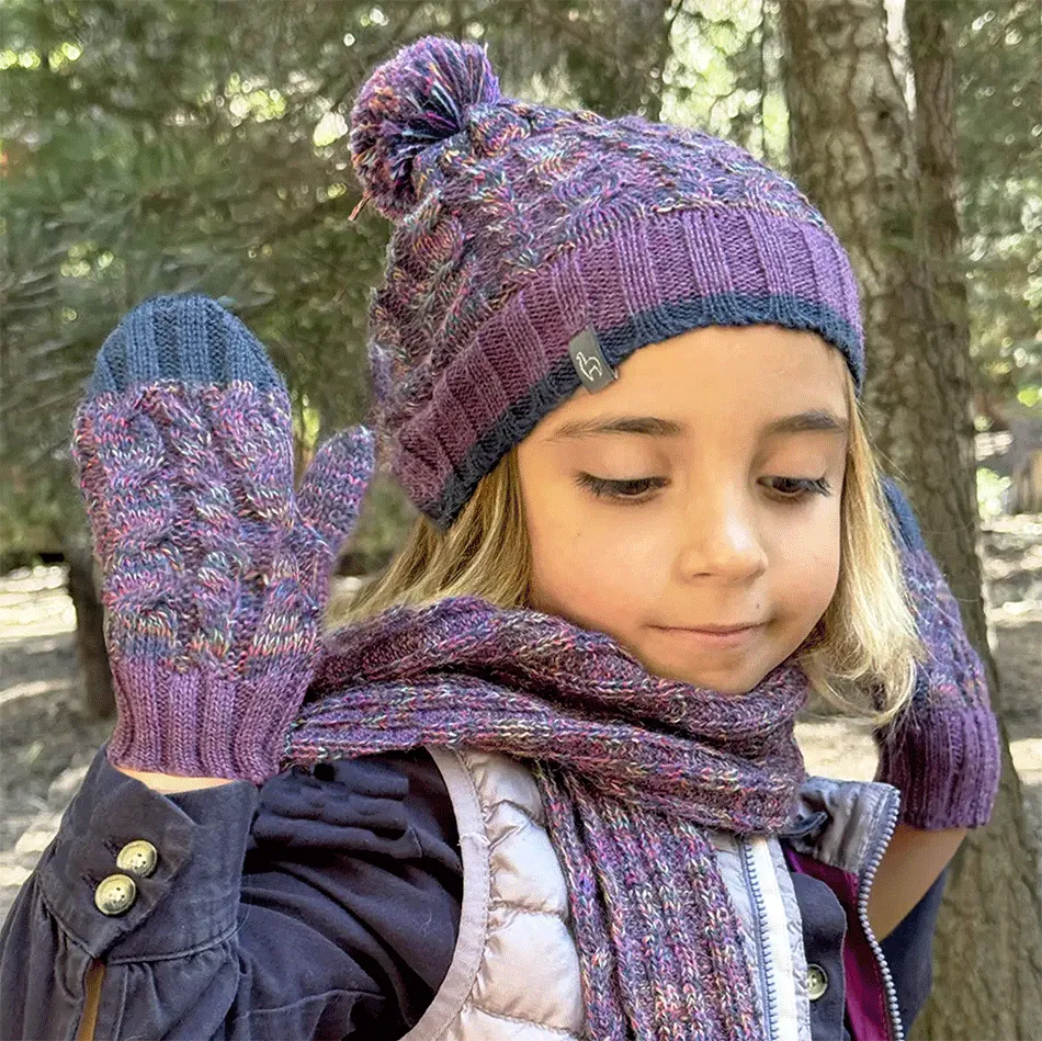 Baby Alpaca Kid's Hat - Purple, Peru