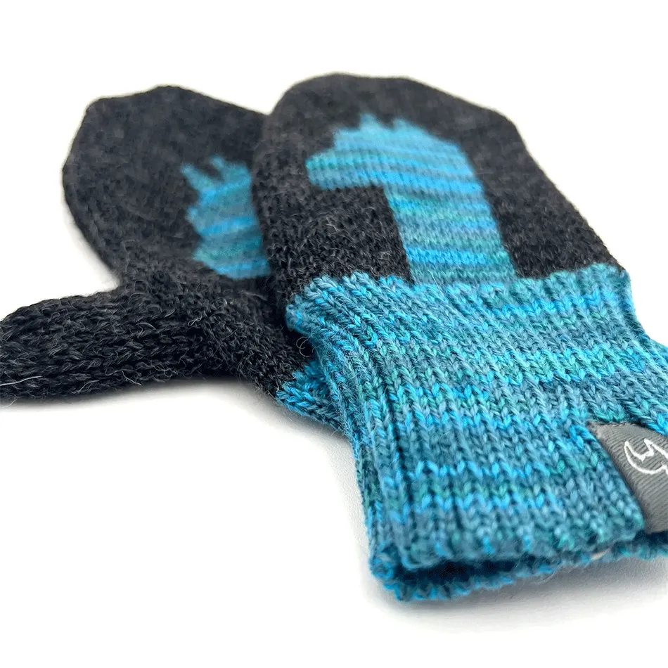 Baby Alpaca Kid's Mittens - Blue Alpaca, Peru