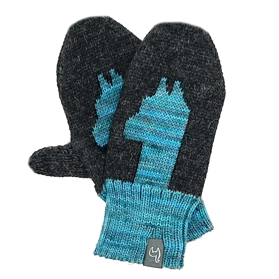 Baby Alpaca Kid's Mittens - Blue Alpaca, Peru