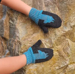 Baby Alpaca Kid's Mittens - Blue Alpaca, Peru