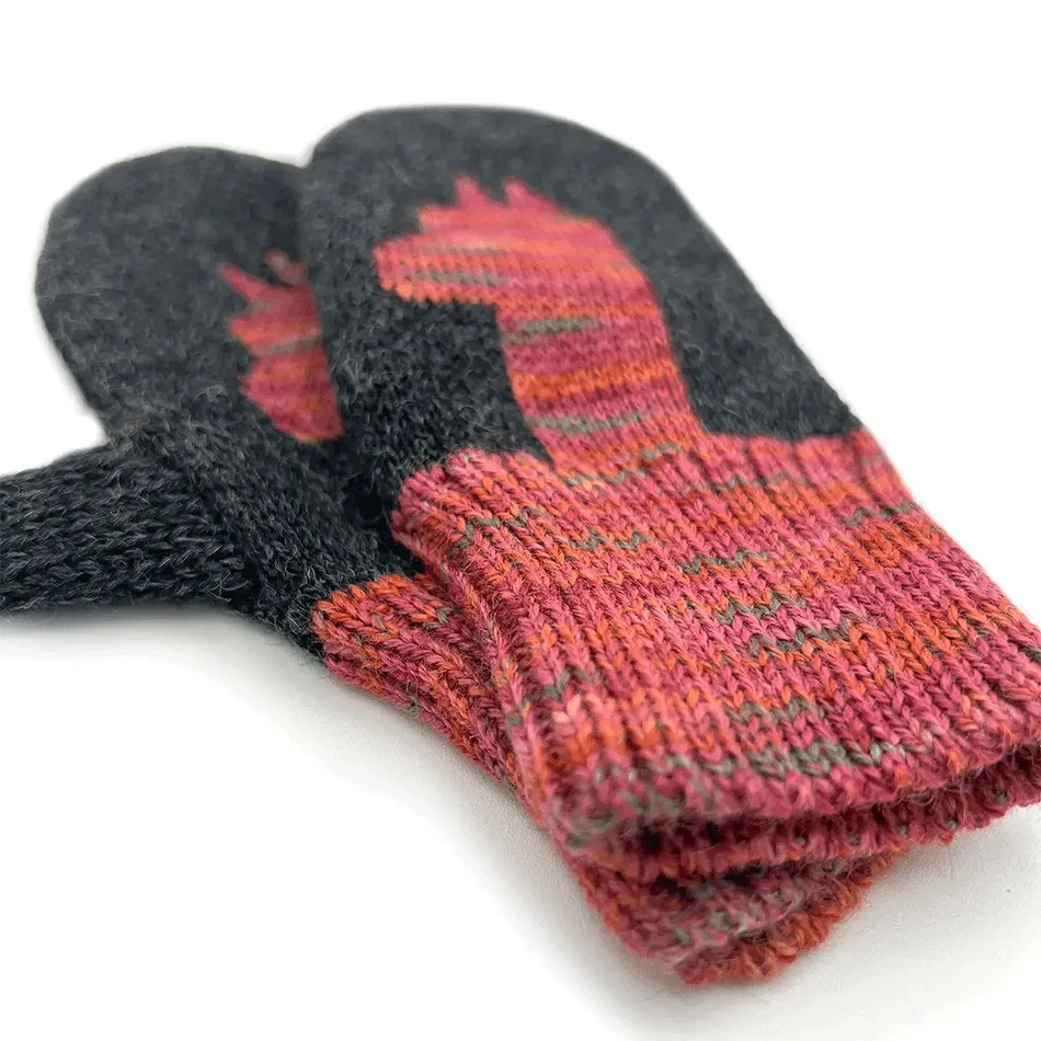 Baby Alpaca Kid's Mittens - Coral Alpaca, Peru