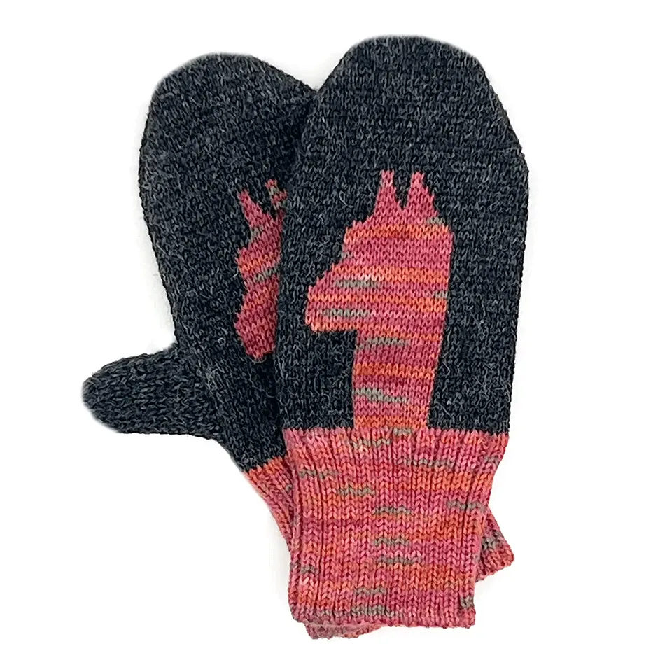 Baby Alpaca Kid's Mittens - Coral Alpaca, Peru
